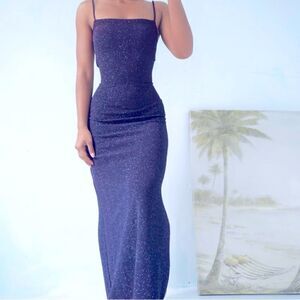 Vintage Purple Sparkling Silver Dress ✨ Size Medium Maxi Gown